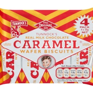 Tunnock's Real Milk Chocolate Caramel Wafer Biscuits 4 x 30g